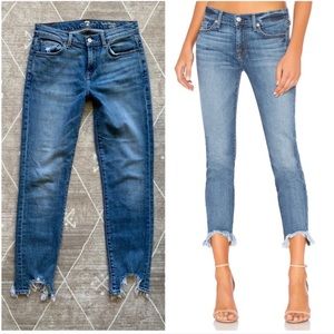 7FAM Roxanne Ankle Cropped Chewed Hem Jeans Sz 27